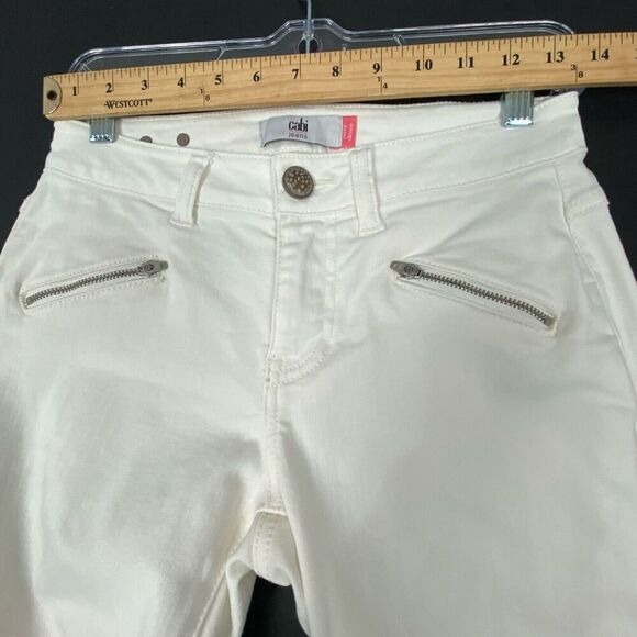 Cabi Zip Curvy Skinny Jean White Womens size 2 Style #5317. Stretch Pockets - Picture 4 of 11